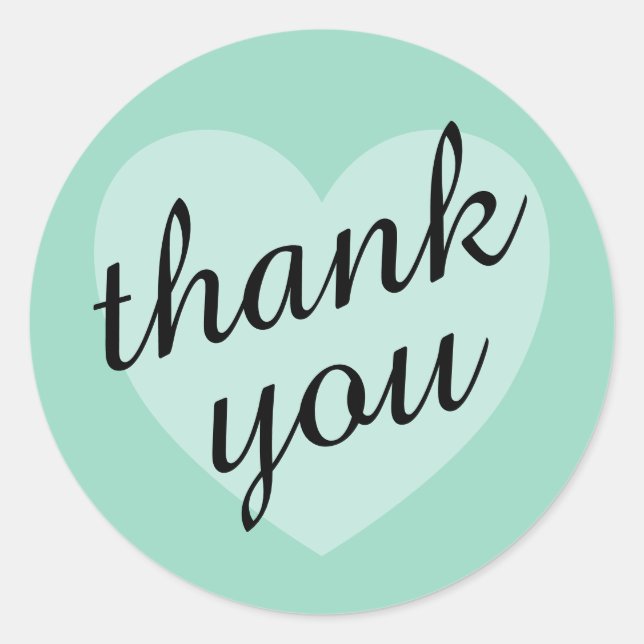 Soft Teal - Round Thank You Sticker (Front)