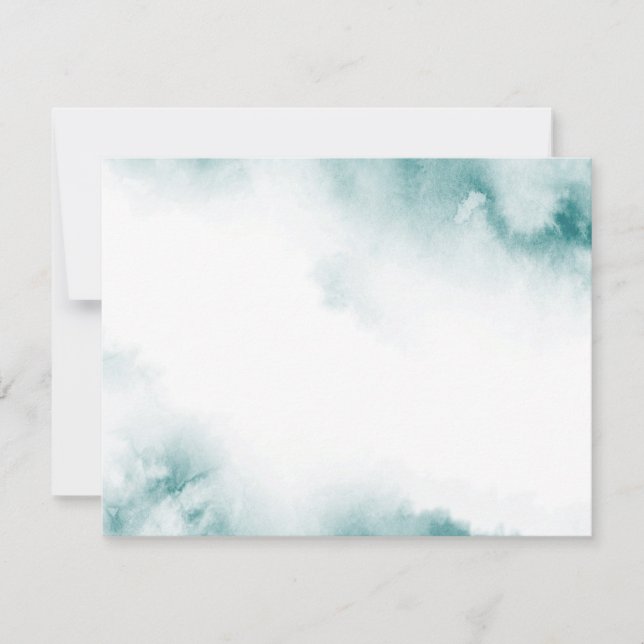 Soft Teal Watercolor Abstract Frame Note Card (Front)