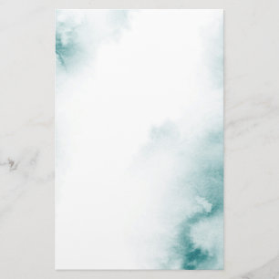 Soft Teal Watercolor Abstract Frame Stationery