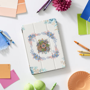 Soft Teal Watercolor Floral Art – Gentle Calm iPad Pro Cover