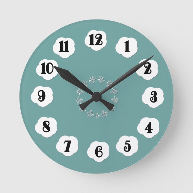Soft Teal with White Accents Wall Clock (Front)