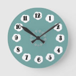 Soft Teal With White Accents Wall Clock at Zazzle