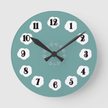 Soft Teal With White Accents Wall Clock by ClockCorner at Zazzle