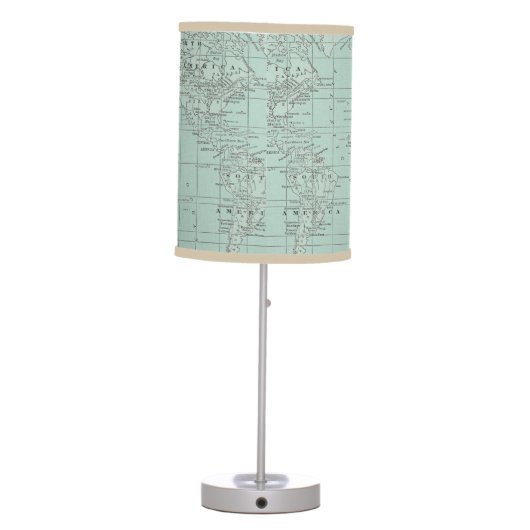 Soft Teal World Map Table Lamp (Back)