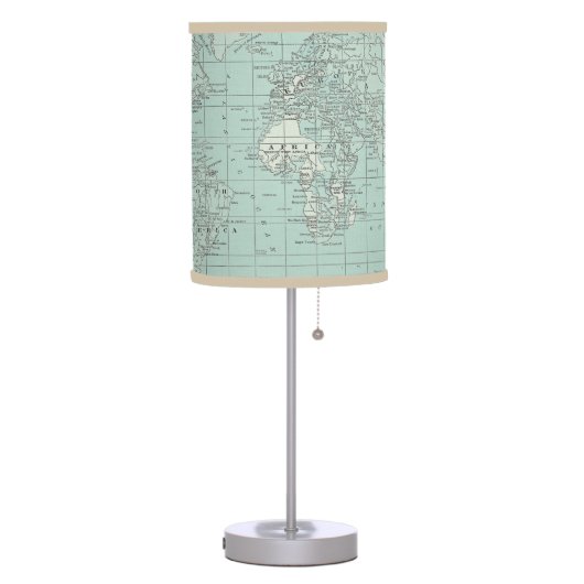 Soft Teal World Map Table Lamp (Left)