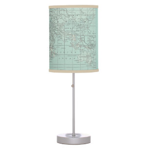 Soft Teal World Map Table Lamp
