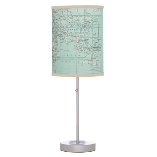 Soft Teal World Map Table Lamp (Front)