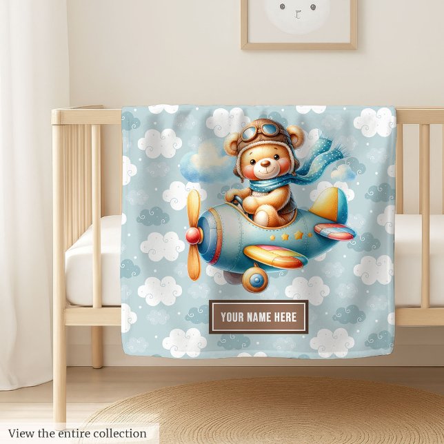 Soft Teddy Bear Pilot Custom Baby Shower Blanket (Soft Teddy Bear Pilot Custom Baby Shower Blanket)