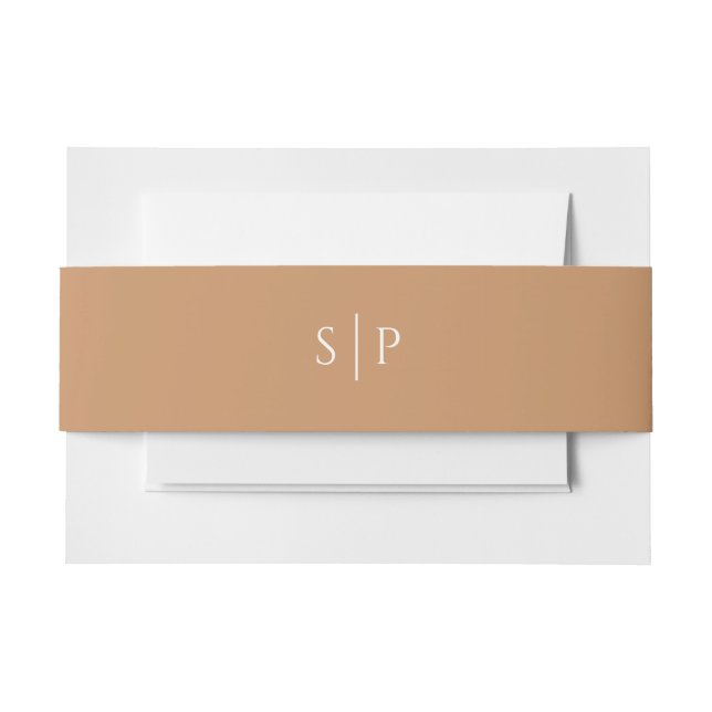 Soft Terracota Natural Pastel Wedding  Monogram Invitation Belly Band (Front Example)