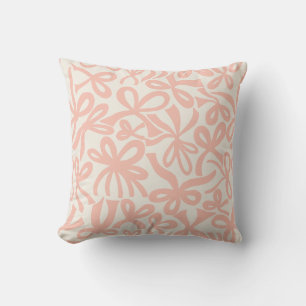Soft Terracotta Coquette ribbons and bows  Throw Pillow