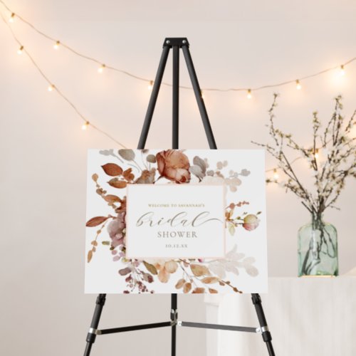 Soft Terracotta Floral Bridal Shower Welcome Foam Board