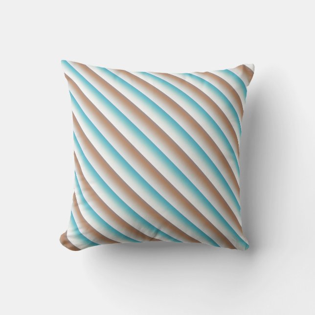 Soft Toned Orange Blue Beige White Pattern Throw Pillow (Front)