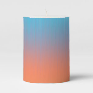 Soft Toned Orange Blue  Pillar Candle