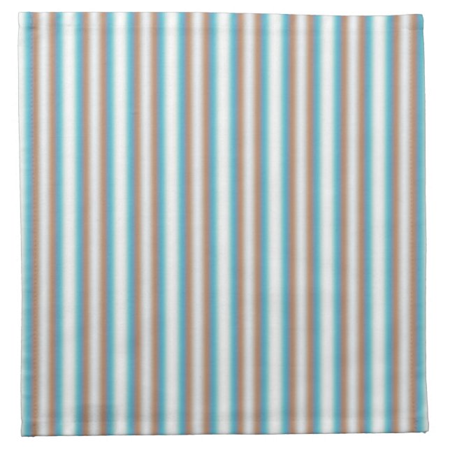 Soft Toned Orange Blue White Stripes Cloth Napkin (Front)