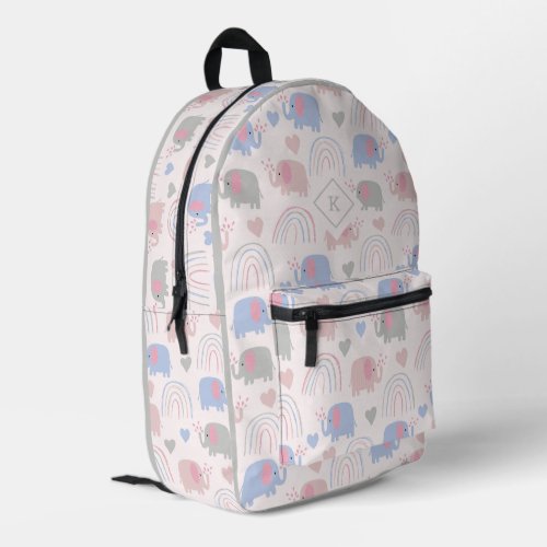 Soft tones cute elephants and hearts boho pattern printed backpack