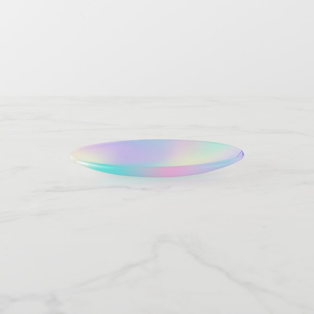 Soft tones iridescent holographic background trink trinket tray (Angled)