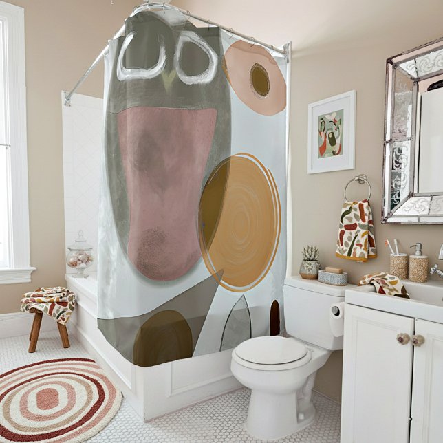 Soft tones minimalist owl shower curtain (Creator Uploaded)