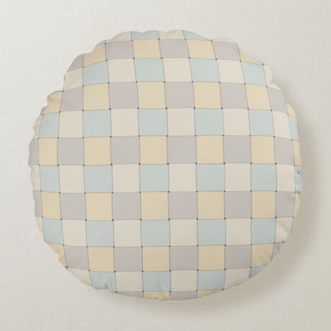 Soft Tones Woven Tiles Round Pillow (Front)
