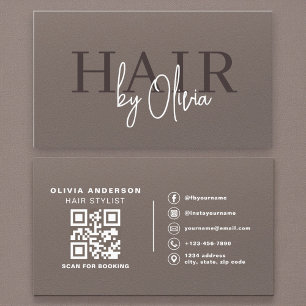 Soft Touch Matte Neutral QR Code Hair Stylist Business Card