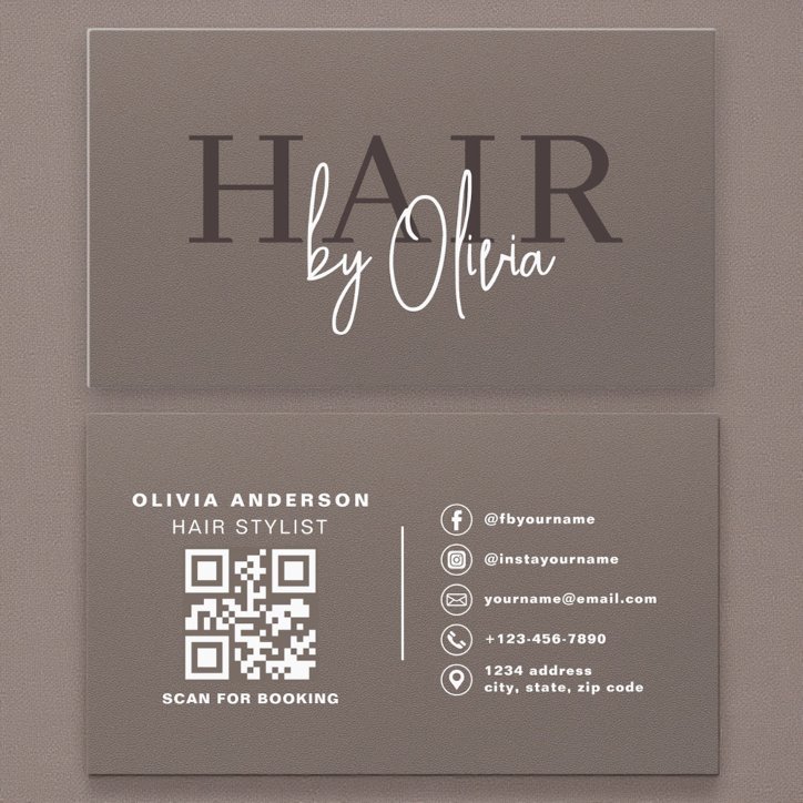 Soft Touch Matte Neutral QR Code Hair Stylist Business Card