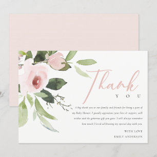 SOFT TRENDY BLUSH PINK ROSE BABY SHOWER THANK YOU INVITATION