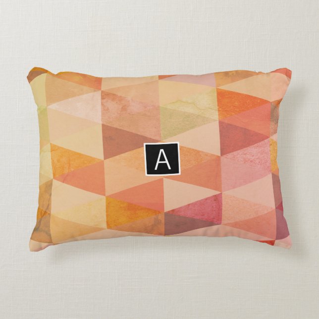Soft Triangle Geometric Pattern | Monogrammed Accent Pillow (Front)
