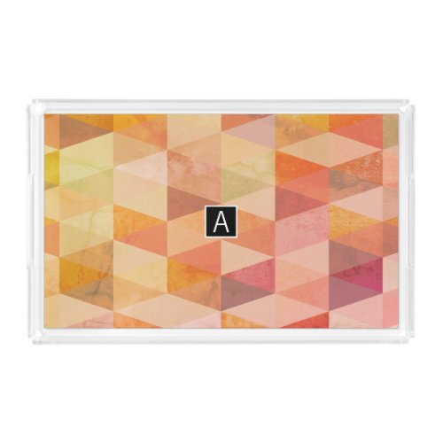 Soft Triangle Geometric Pattern  Monogrammed Acrylic Tray