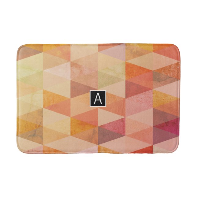Soft Triangle Geometric Pattern | Monogrammed Bathroom Mat (Front)