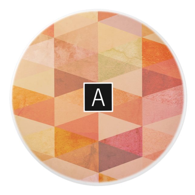 Soft Triangle Geometric Pattern | Monogrammed Ceramic Knob (Front)