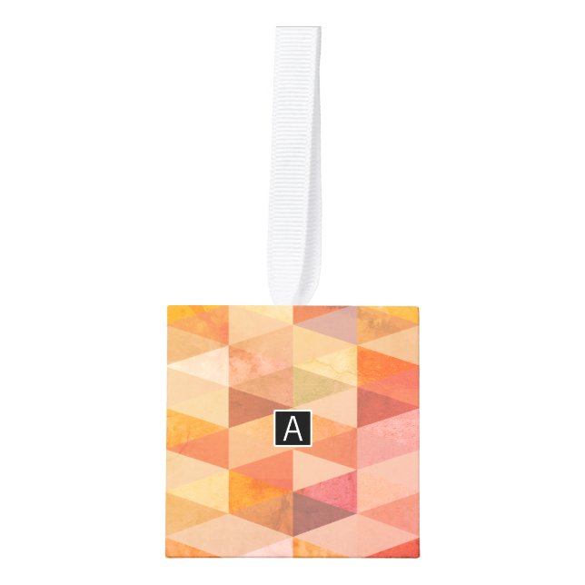 Soft Triangle Geometric Pattern | Monogrammed Cube Ornament (Front)
