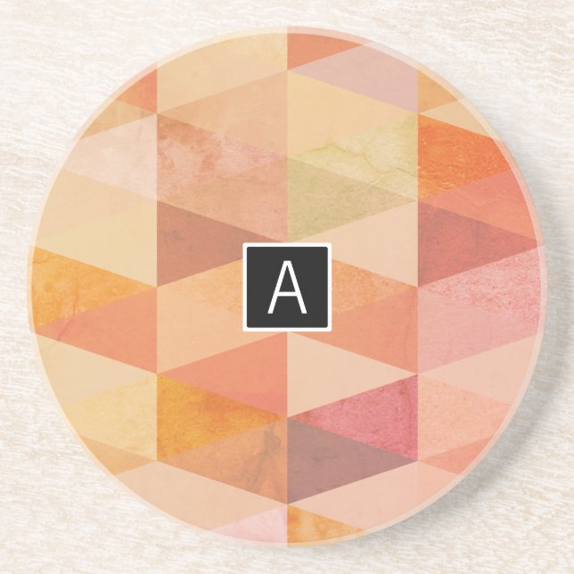 Soft Triangle Geometric Pattern | Monogrammed Drink Coaster (Front)