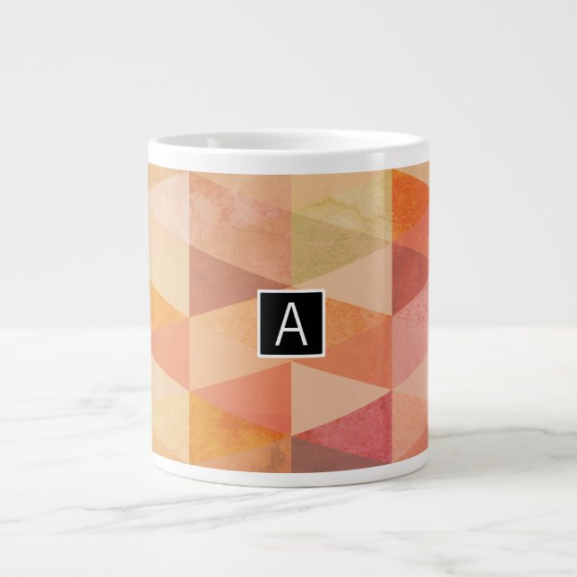 Soft Triangle Geometric Pattern | Monogrammed Giant Coffee Mug (Front)