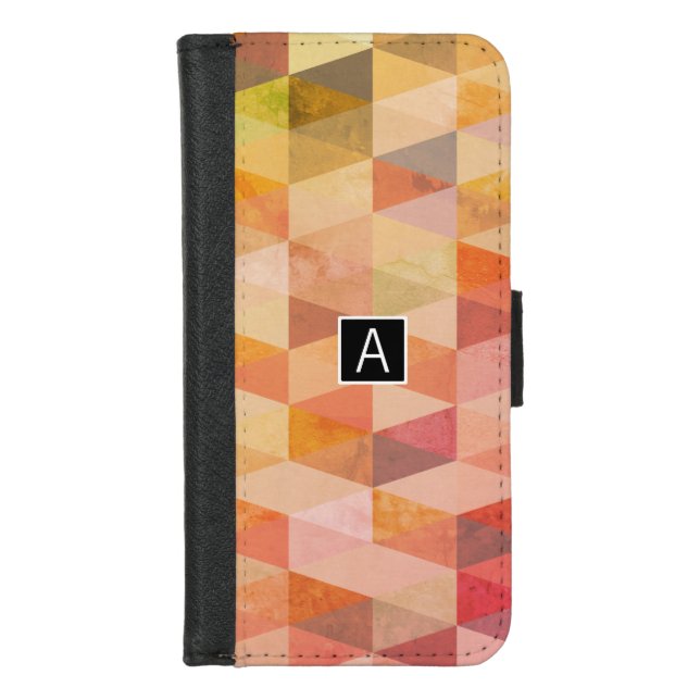 Soft Triangle Geometric Pattern | Monogrammed iPhone Wallet Case (Front)