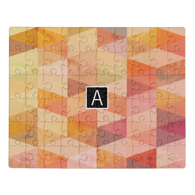 Soft Triangle Geometric Pattern | Monogrammed Jigsaw Puzzle (Puzzle Horizontal)