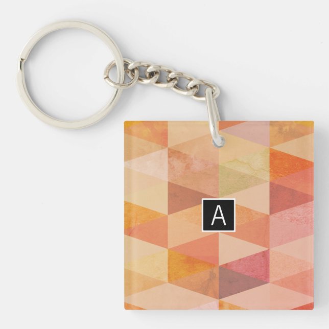 Soft Triangle Geometric Pattern | Monogrammed Keychain (Front)