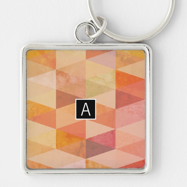 Soft Triangle Geometric Pattern | Monogrammed Keychain (Front)