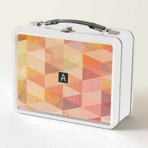 Soft Triangle Geometric Pattern  Monogrammed Metal Lunch Box