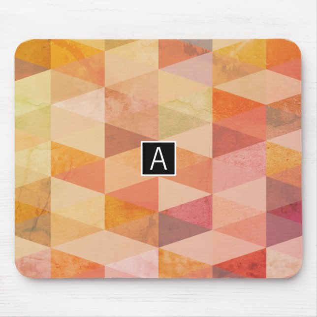 Soft Triangle Geometric Pattern | Monogrammed Mouse Pad (Front)