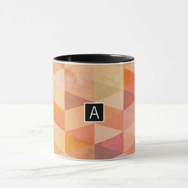 Soft Triangle Geometric Pattern | Monogrammed Mug (Center)