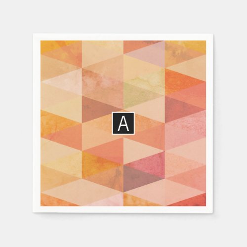 Soft Triangle Geometric Pattern  Monogrammed Napkins