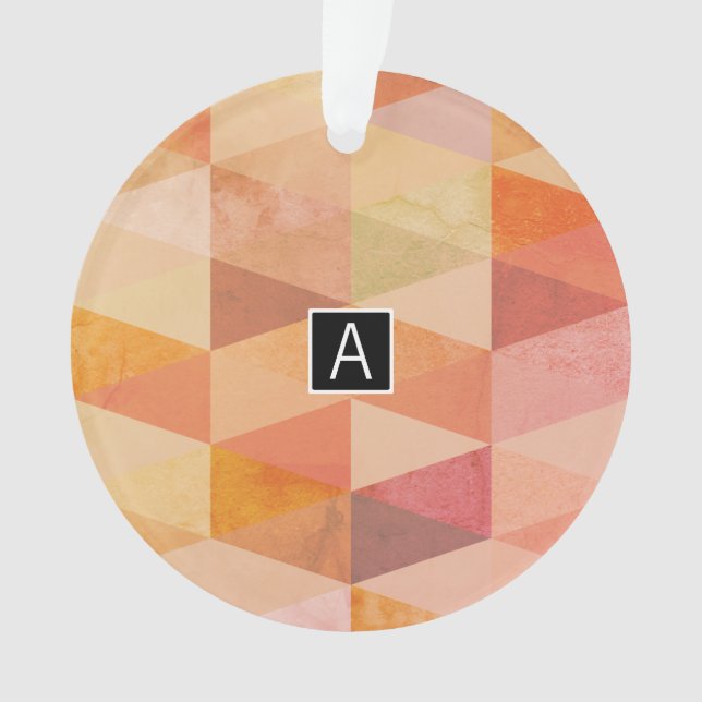 Soft Triangle Geometric Pattern | Monogrammed Ornament (Front)