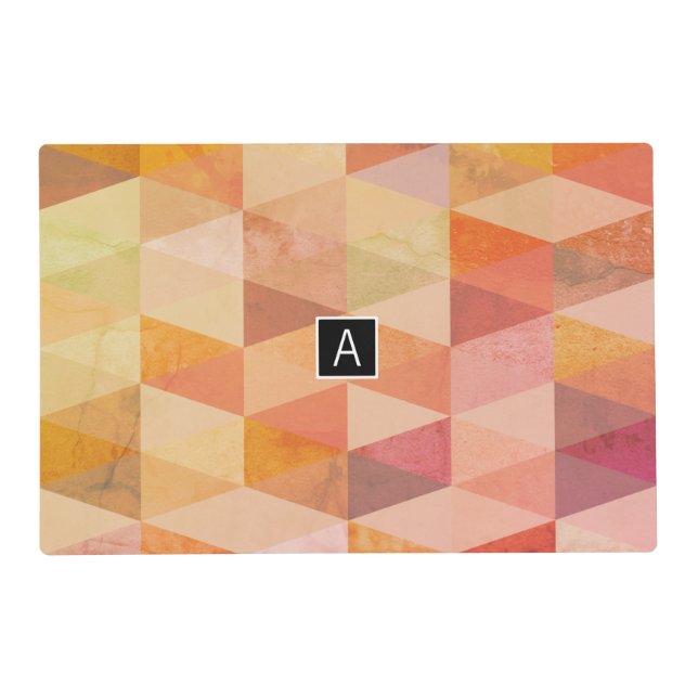 Soft Triangle Geometric Pattern | Monogrammed Placemat (Front)