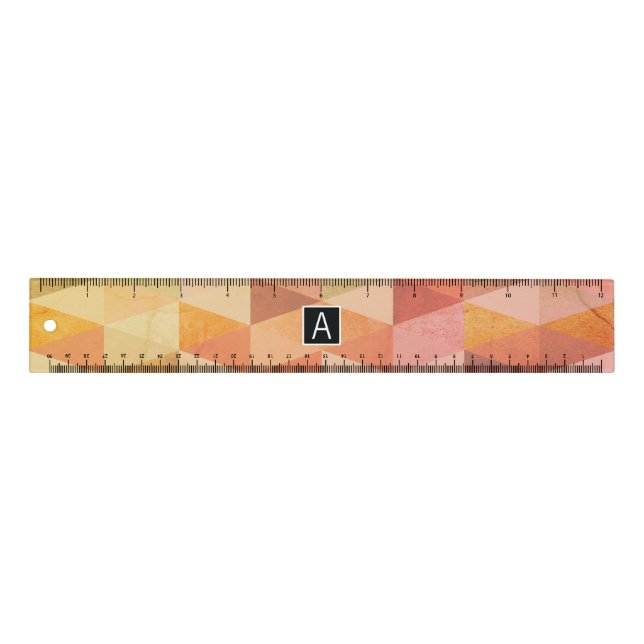 Soft Triangle Geometric Pattern | Monogrammed Ruler (Front)