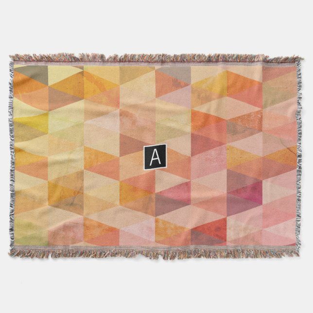 Soft Triangle Geometric Pattern | Monogrammed Throw Blanket (Front)