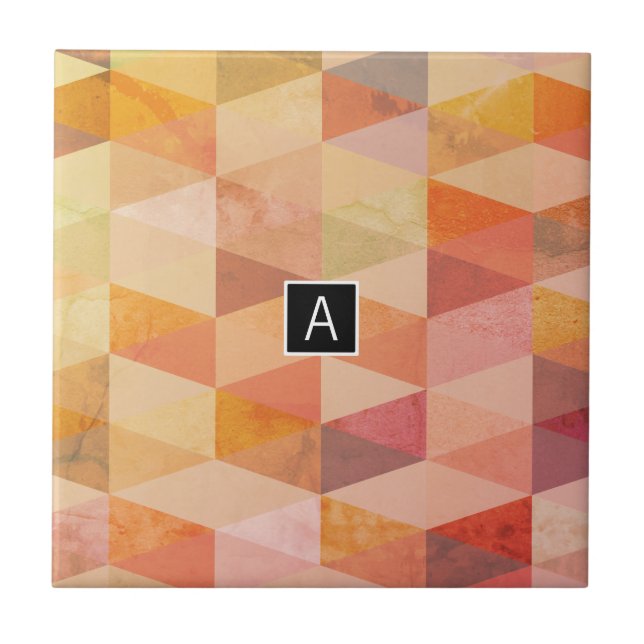 Soft Triangle Geometric Pattern | Monogrammed Tile (Front)