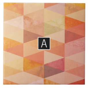 Soft Triangle Geometric Pattern Monogrammed Tile