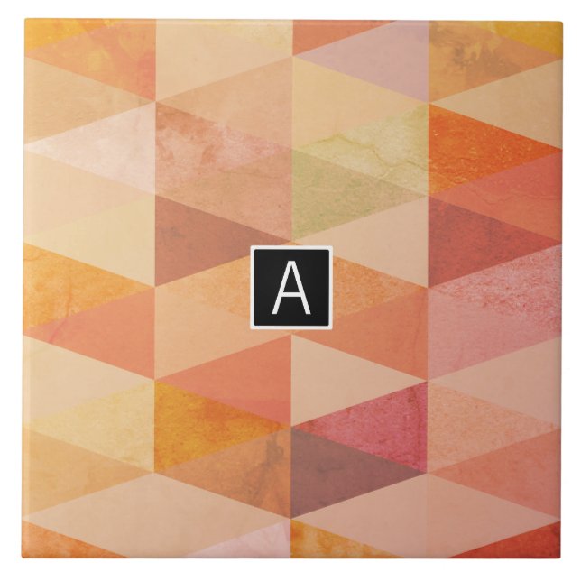 Soft Triangle Geometric Pattern | Monogrammed Tile (Front)