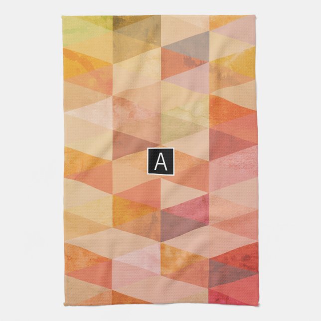 Soft Triangle Geometric Pattern | Monogrammed Towel (Vertical)