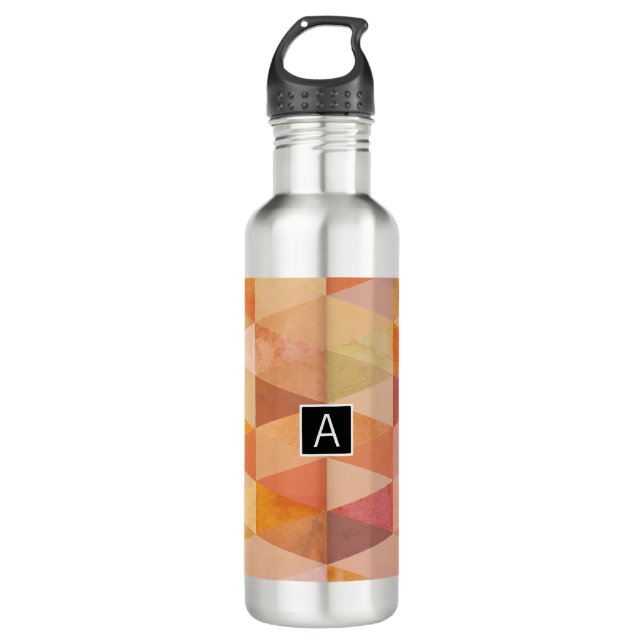 Soft Triangle Geometric Pattern | Monogrammed Water Bottle (Front)