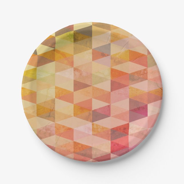 Soft Triangle Geometric Pattern Paper Plates (Front)
